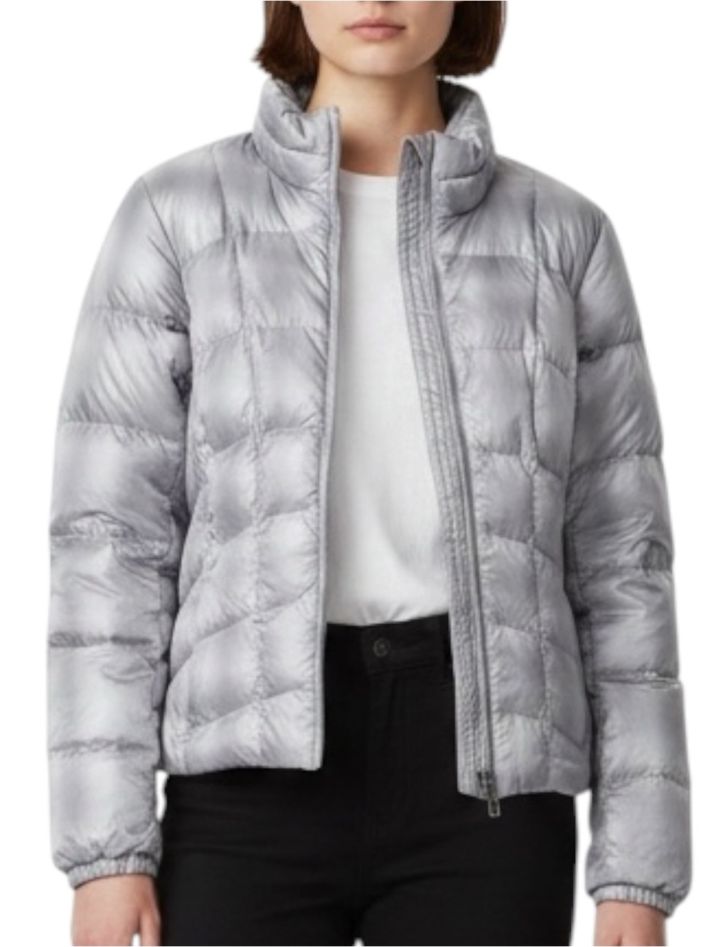 EDDIE BAUER 650 Goose Down Quilted Puffer Jacket in Gray Plaid Size Med